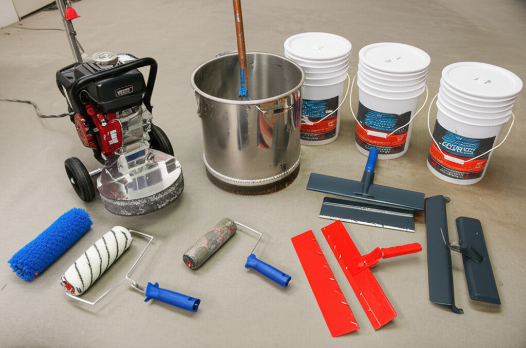 Professional floor coating equipment and materials